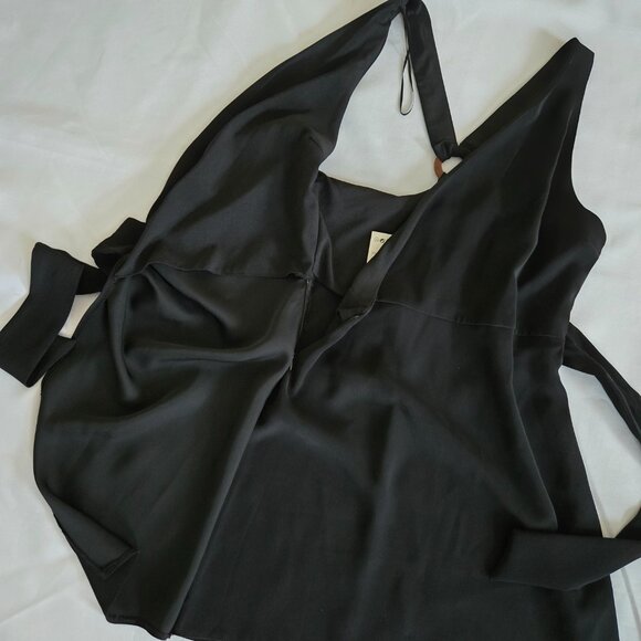 Zara Ring Back Wrap Mini Dress SZ M Black - Picture 8 of 11